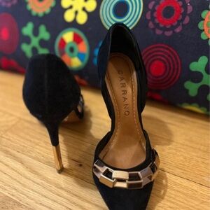 Black Heels with Gold Accents